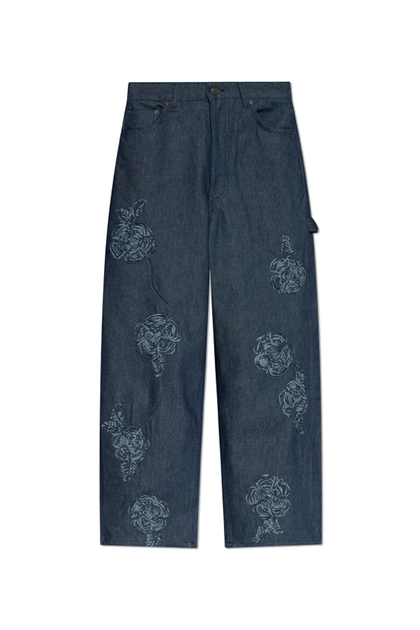 GRANATOWY Jeansy z logo