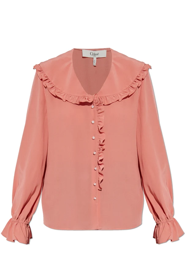 ROSA Seidenbluse mit Rüschen