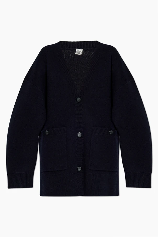 GRANATOWY Kardigan typu `oversize`