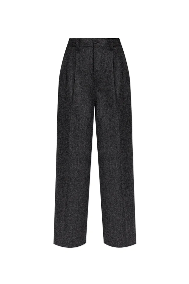BLACK Wool trousers with pleats