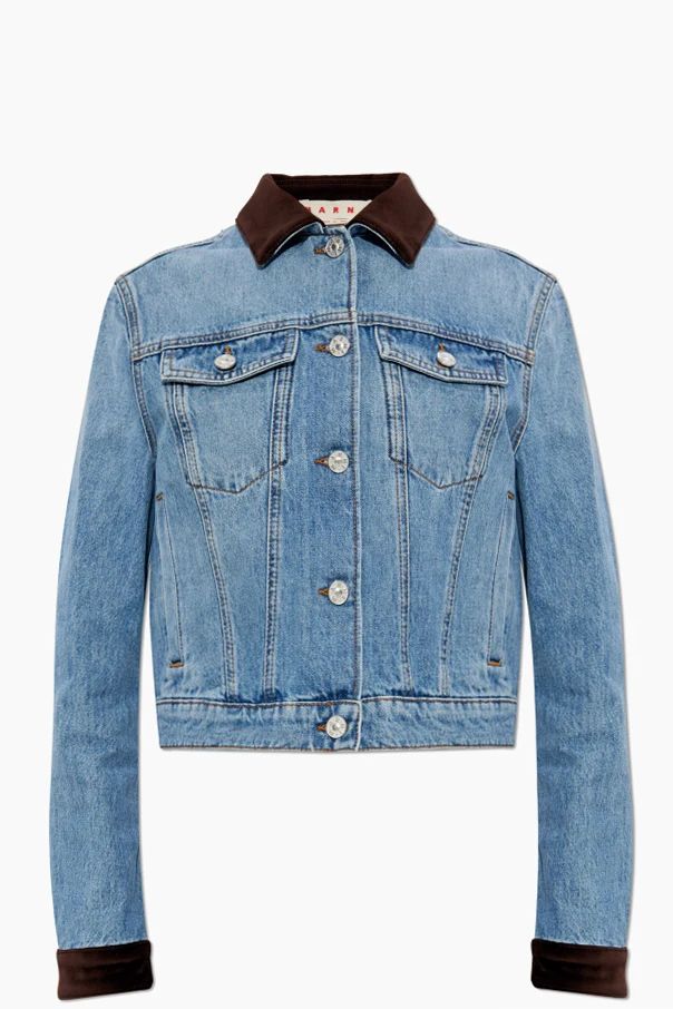 BLAU Jeansjacke mit Samteinsätzen