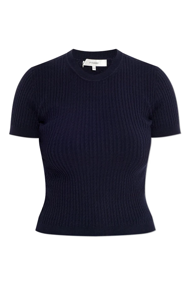 GRANATOWY Top z okrągłym dekoltem