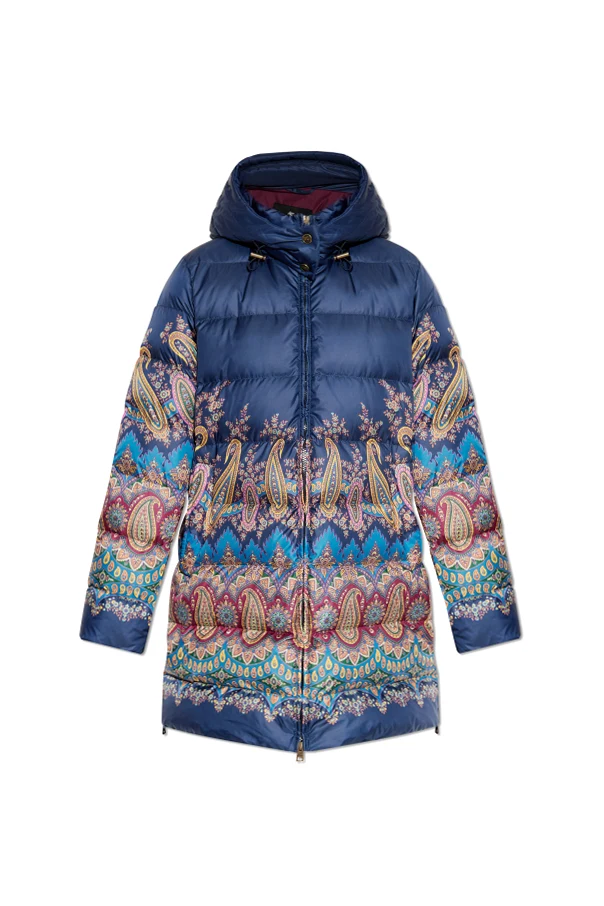 GRANATOWY Kurtka puchowa z nadrukiem