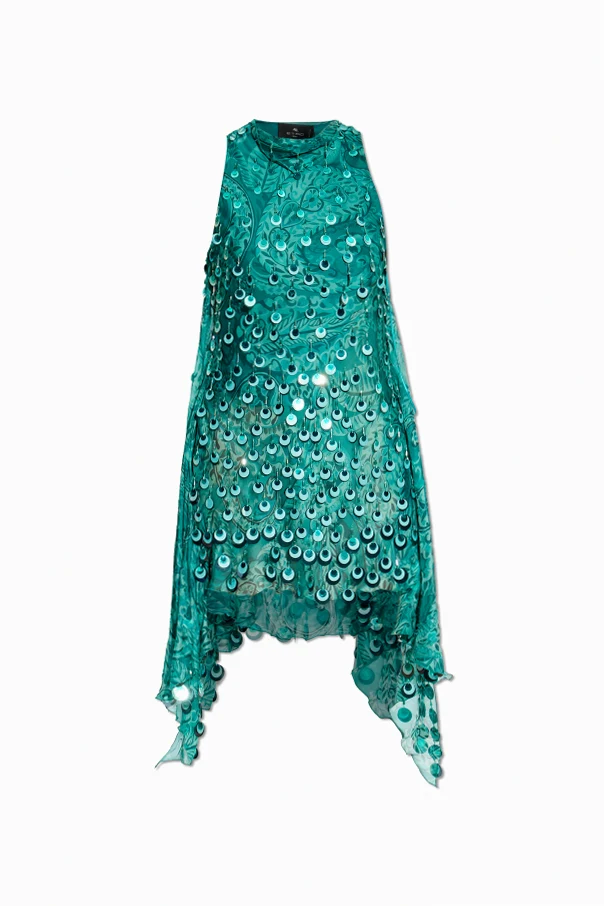 GRÜN Kleid mit glänzenden Applikationen