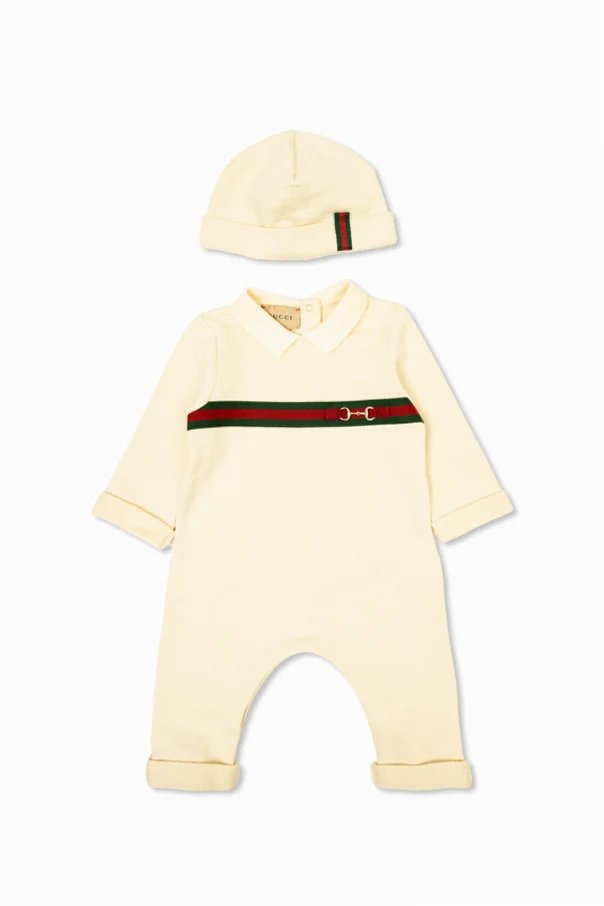 cream Baby Set: Onesie and Hat