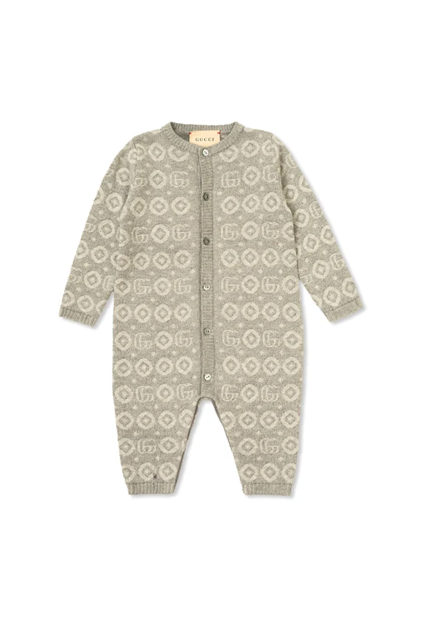 GREY Baby romper with GG pattern