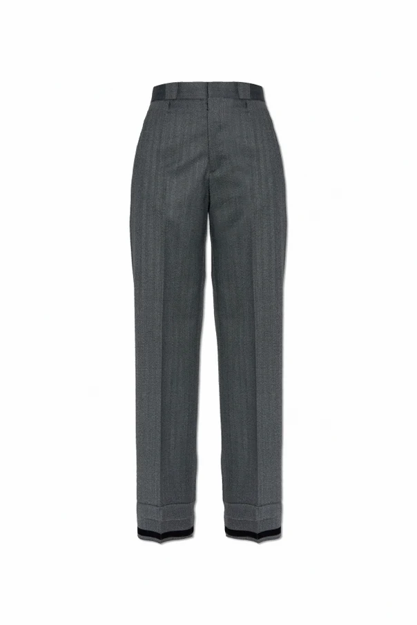 GRAU Hose mit Wollbesatz