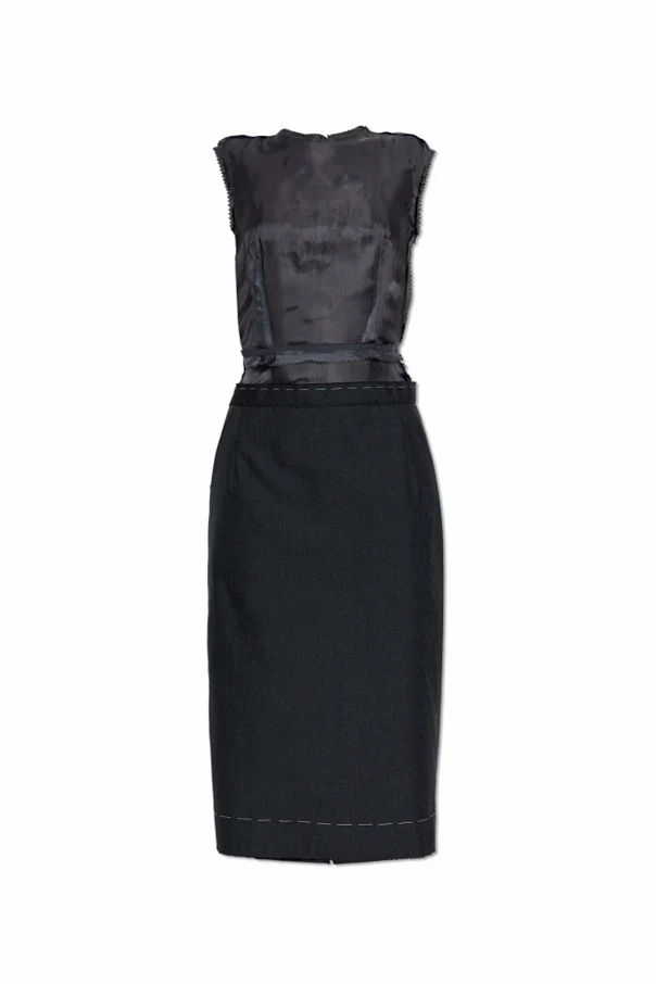 GRAU Kleid mit Wollbesatz