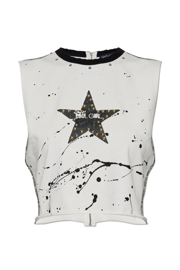 WEISS Top mit Applikationen