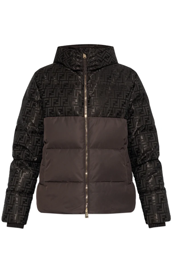 BRĄZOWY Kurtka puchowa z kapturem