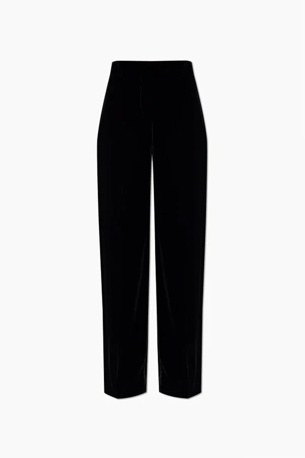 SCHWARZ Samt-Hose mit weiten Beinen