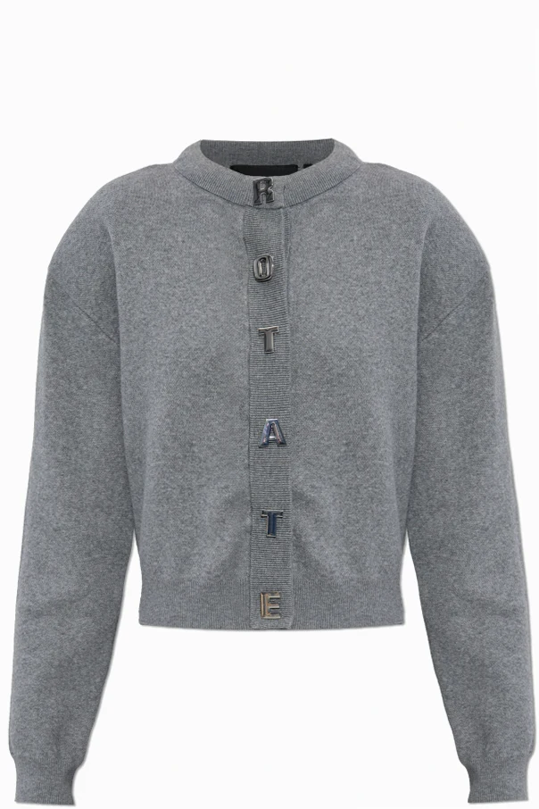 SZARY Wełniany kardigan z logo
