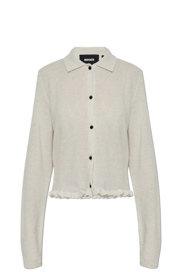 kremowy Kardigan z falbaną