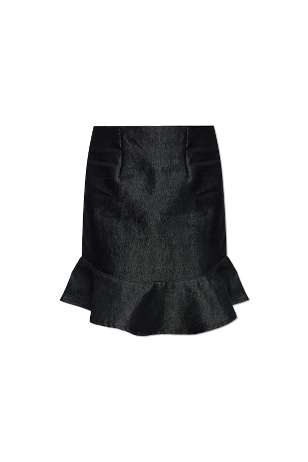 CZARNY Jeansowa spódnica z falbaną