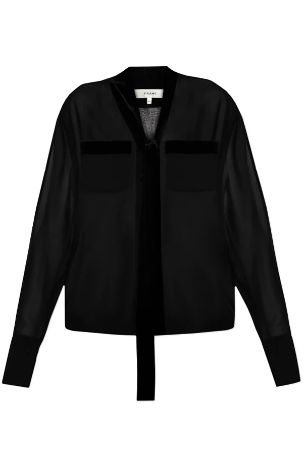 CZARNY Jedwabna koszula