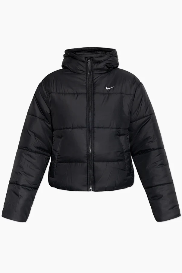 CZARNY Ocieplana kurtka z kapturem