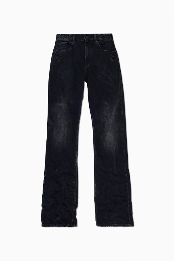CZARNY Jeansy z efektem `vintage`