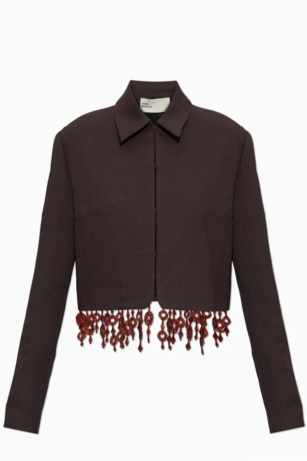 BROWN Blazer with a decoratively finished hem
