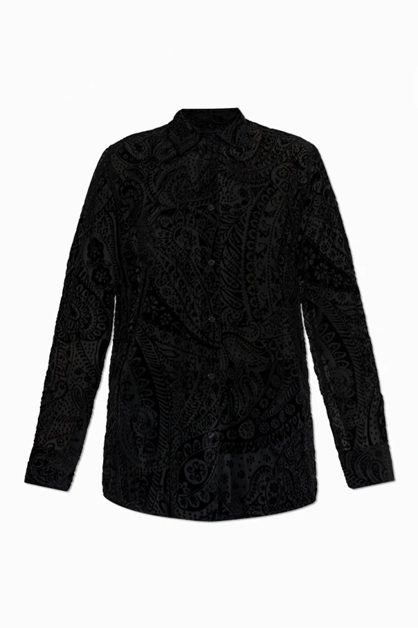 SCHWARZ Hemd mit gemustertem, samtigem Finish