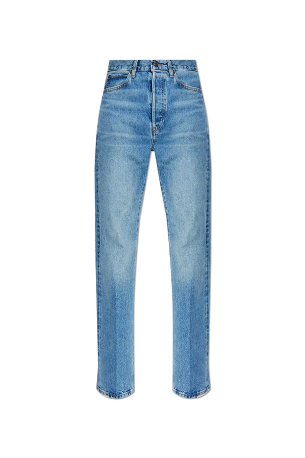 NIEBIESKI Jeansy z efektem `vintage`