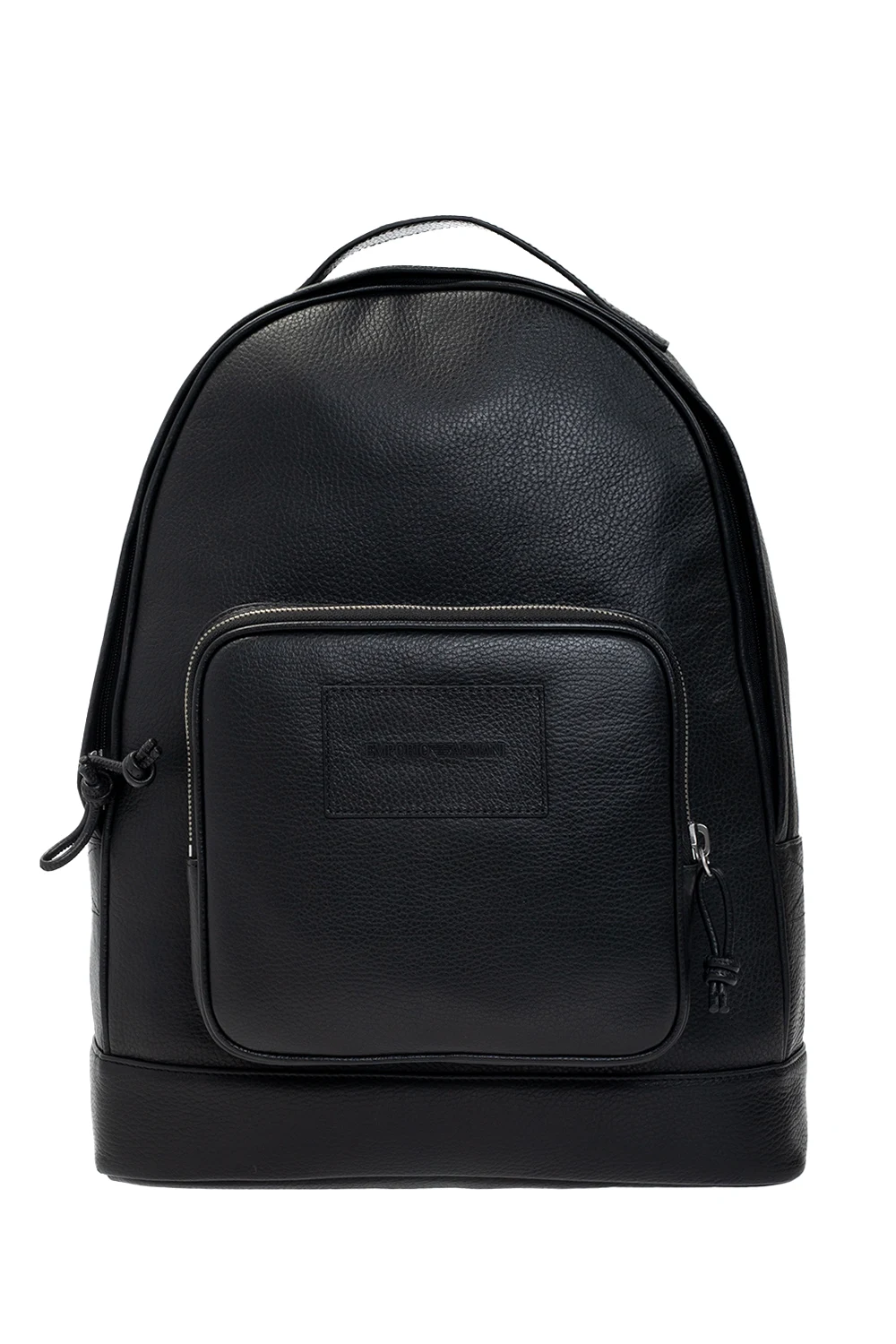 Leather backpack with logo
