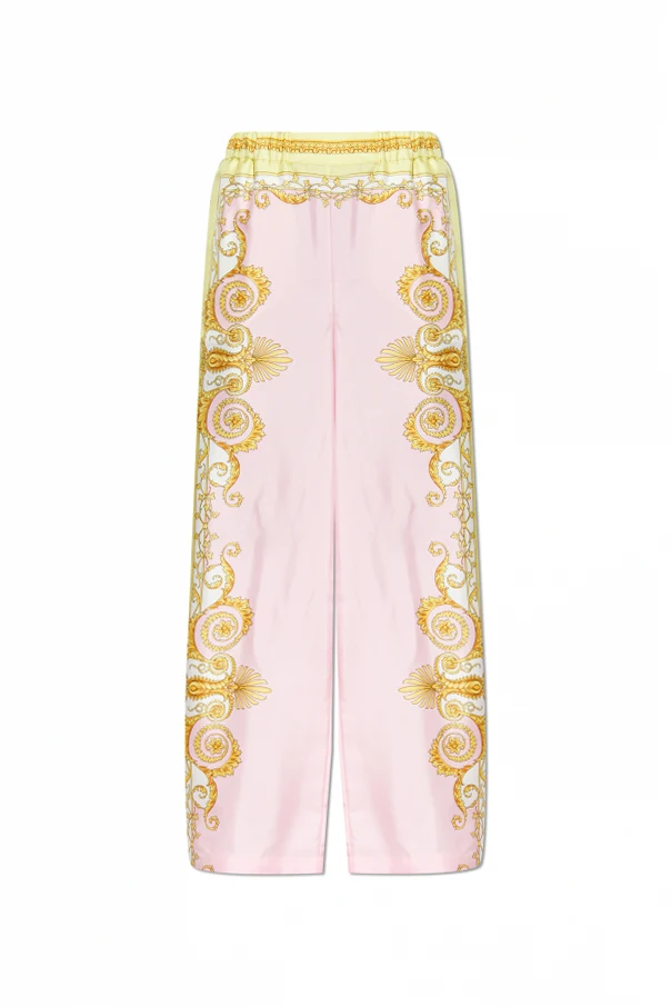 PINK Silk pants with straight-leg cut