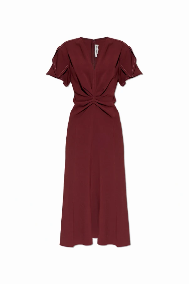 BURGUNDER Kleid mit dekorativem Drapieren