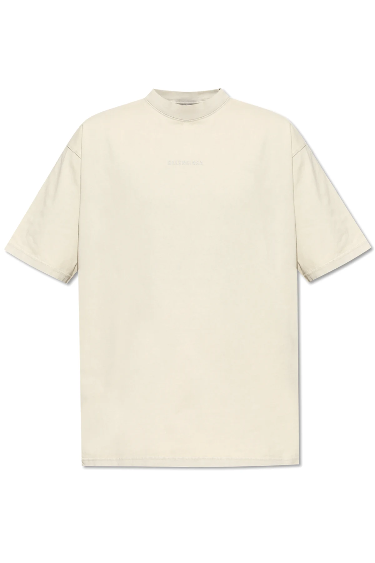 cream T-shirt with embroidered logo