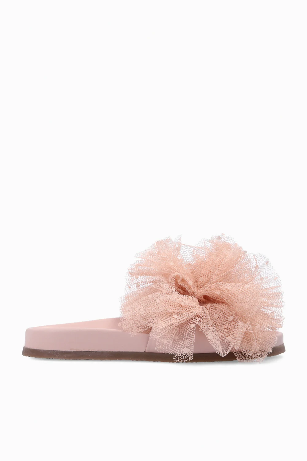 Slides with tulle appliqué