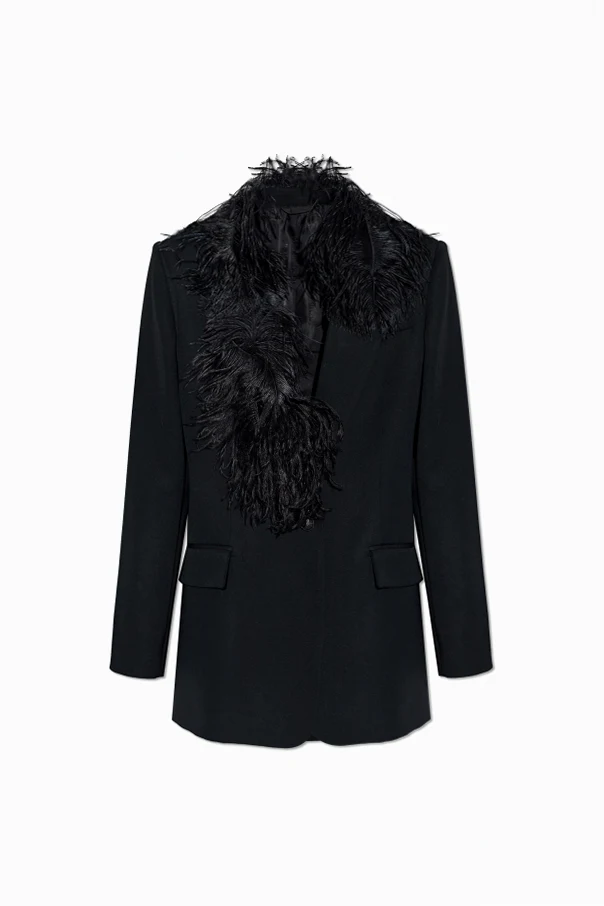 SCHWARZ Blazer mit Straußenfedern