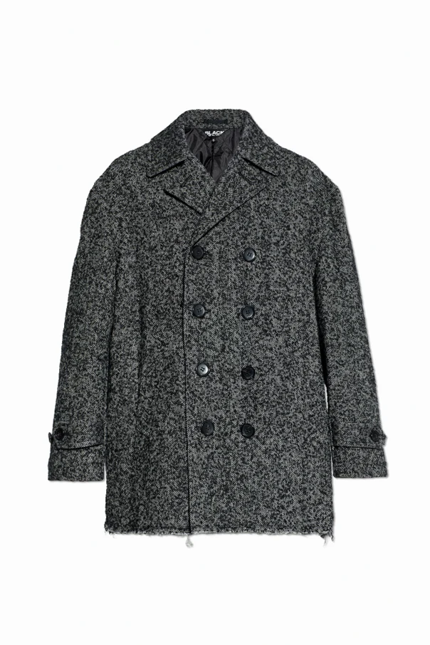 GREY Double-breasted coat with herringbone pattern