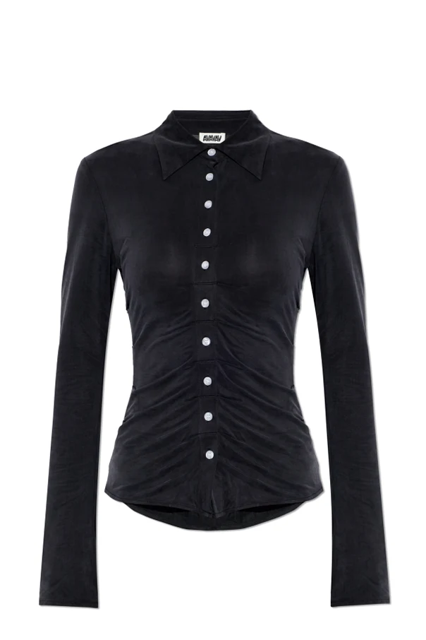 SCHWARZ Bluse mit Drapierung