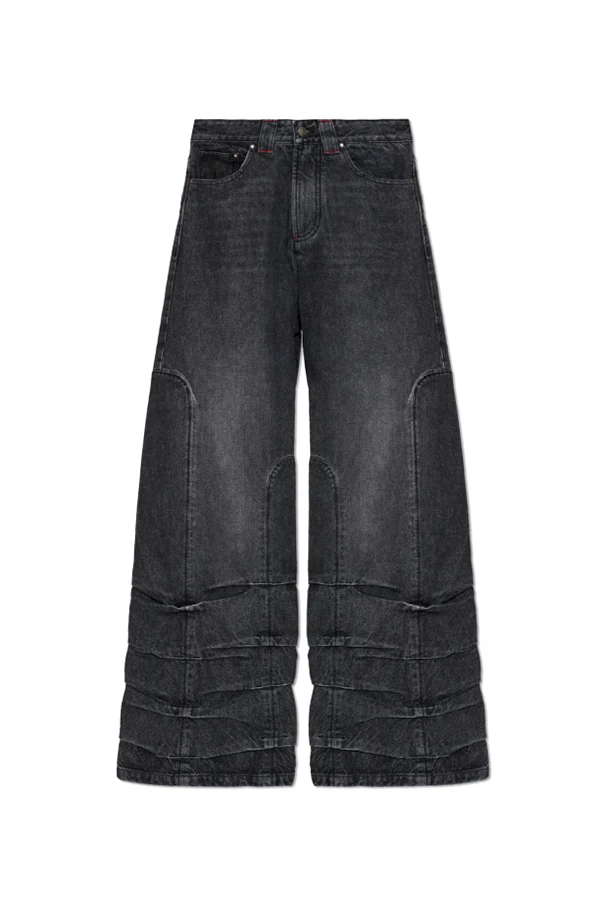 SZARY Jeansy z przeszyciami