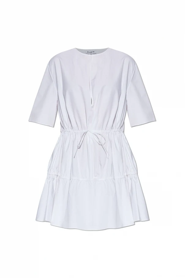 WEISS Kleid mit Kordelzug