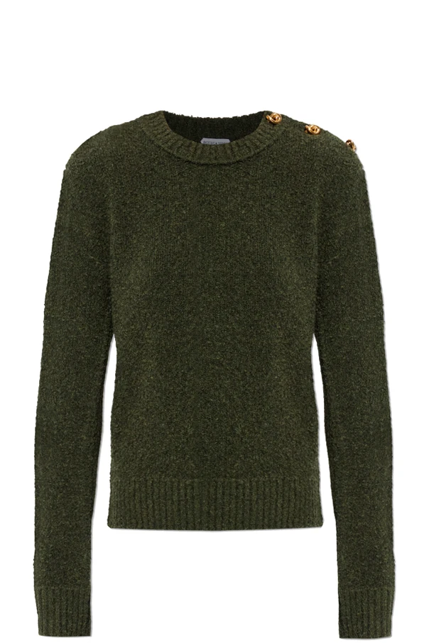 GRÜN Pullover mit Wollbesatz