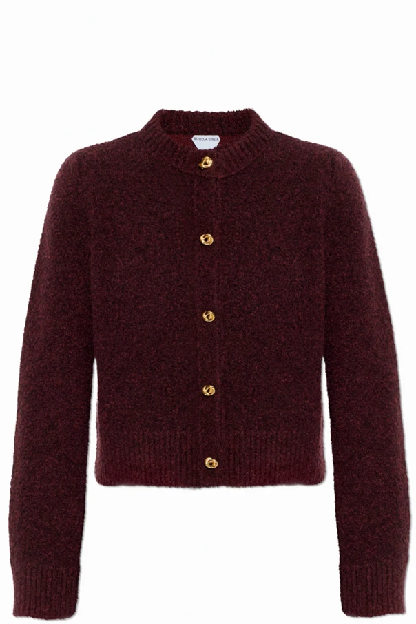 BURGUNDER Cardigan mit Wollbesatz