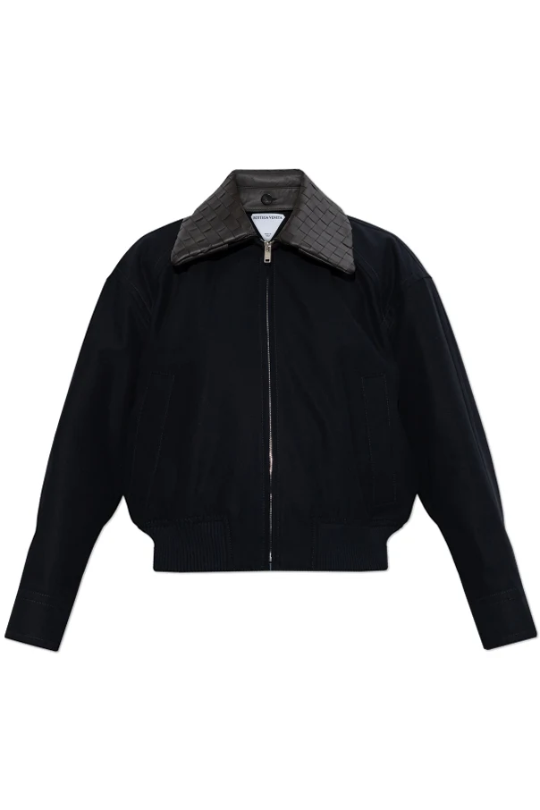 beige Jacket with leather collar