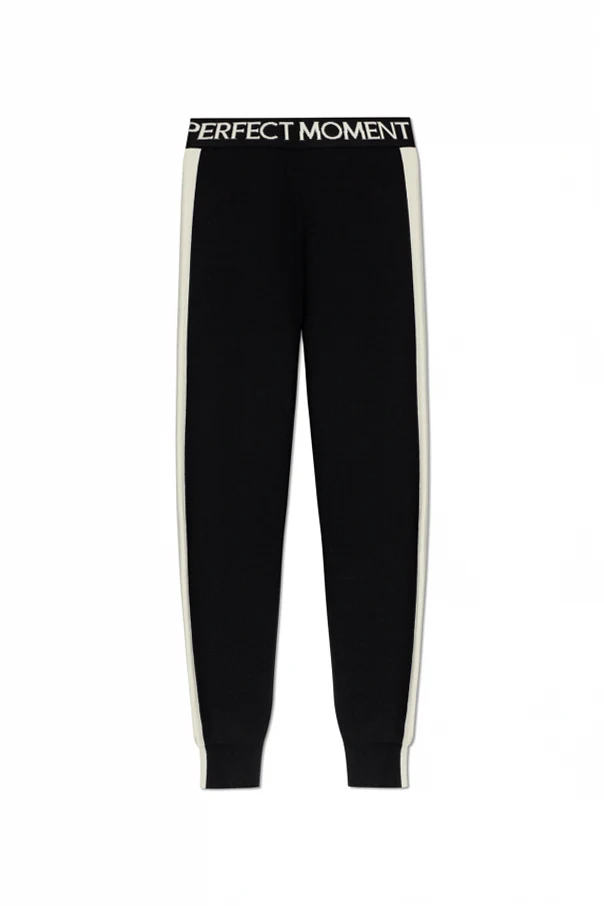 BLACK Wool trousers with logo