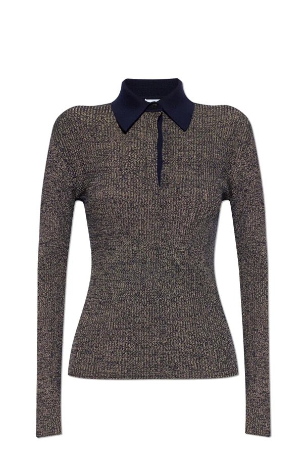 MARINEBLAU Polohemd mit langen Ärmeln