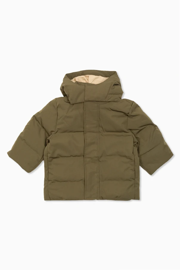 GREEN Down jacket with detachable hood