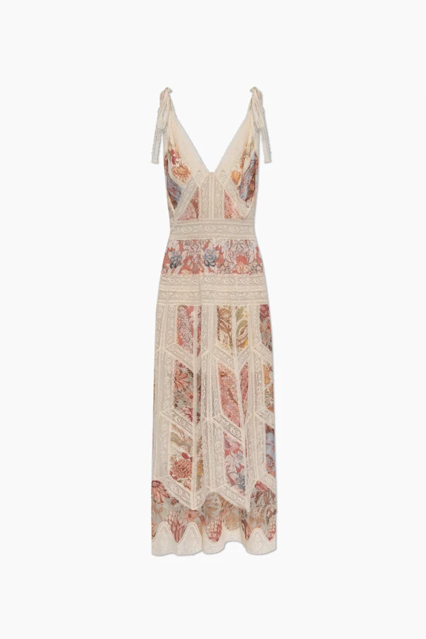 MEHRFARBIG Kleid mit Spitzeneinsätzen