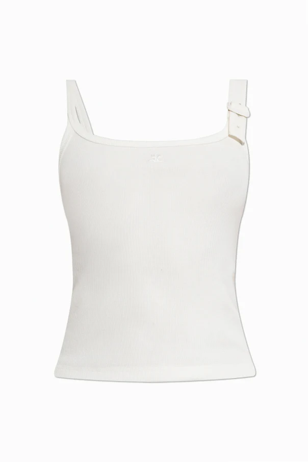 BIAŁY  Prążkowany top bez rękawów