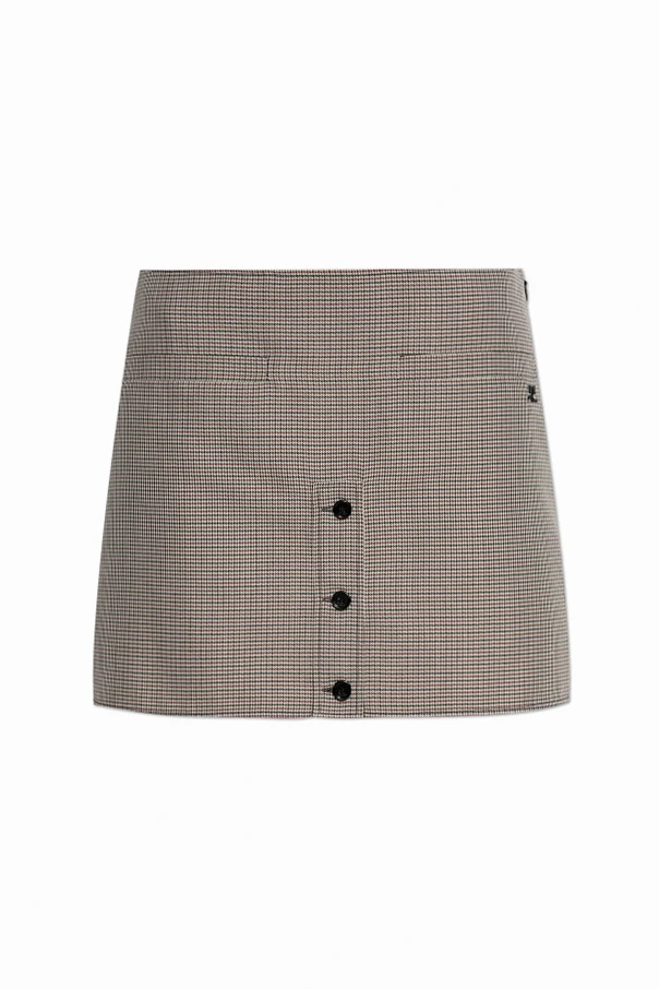 BEIGE Kurzer Rock mit Hahnentrittmuster