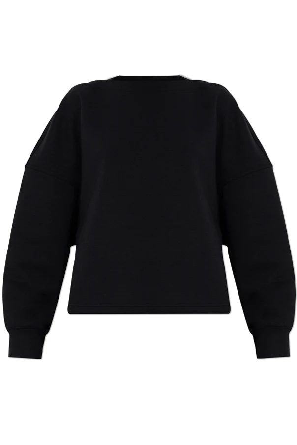 SCHWARZ Locker geschnittener Pullover