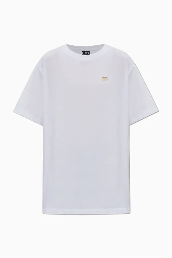 BIAŁY  T-shirt z naszywką z logo