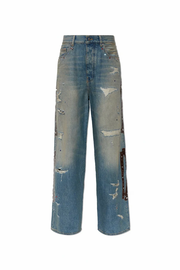 BLAU Jeans mit glänzenden Applikationen