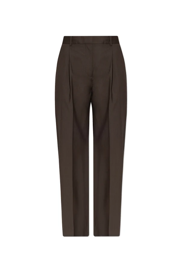 BROWN Wool pleated trousers