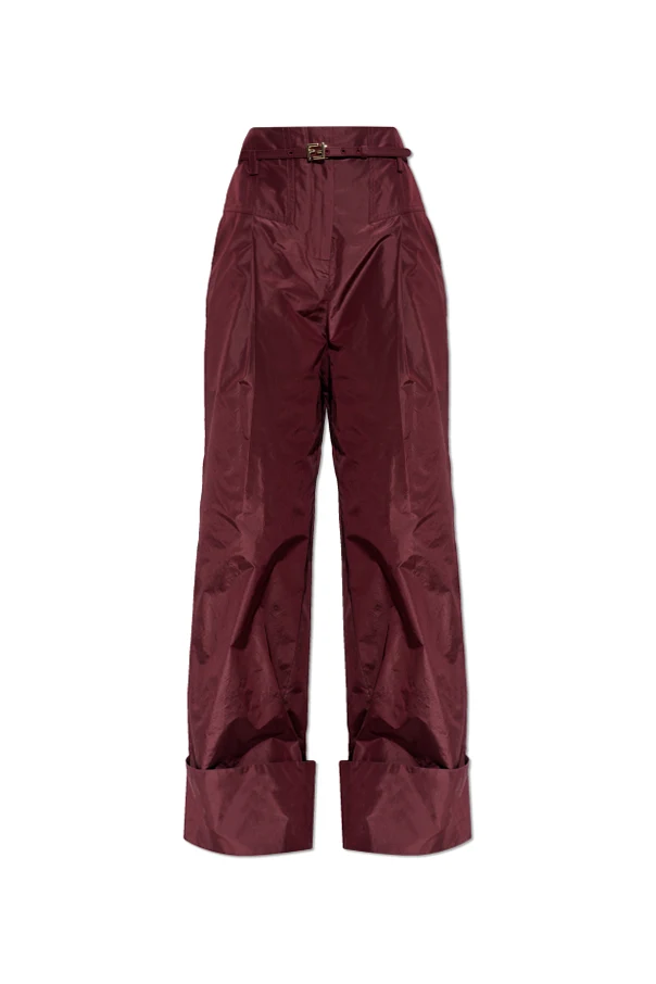 BURGUNDY Loose-Fit Silk Pants