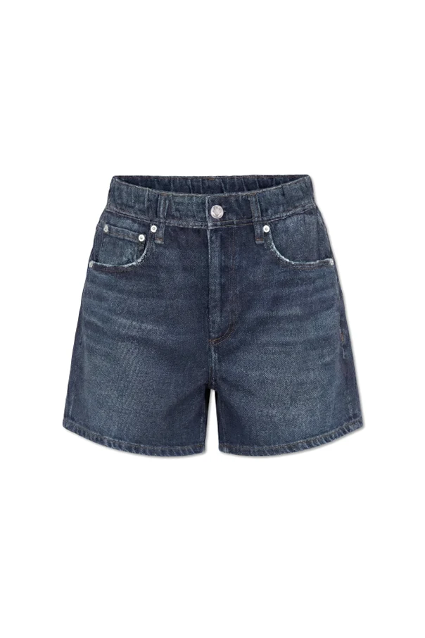 GRANATOWY Szorty z nadrukiem jeansowym