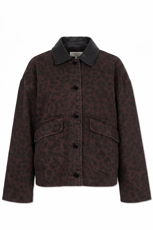 BRĄZOWY Kurtka z motywem zwierzęcym